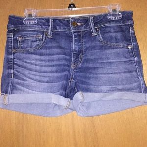 dark blue jean shorts